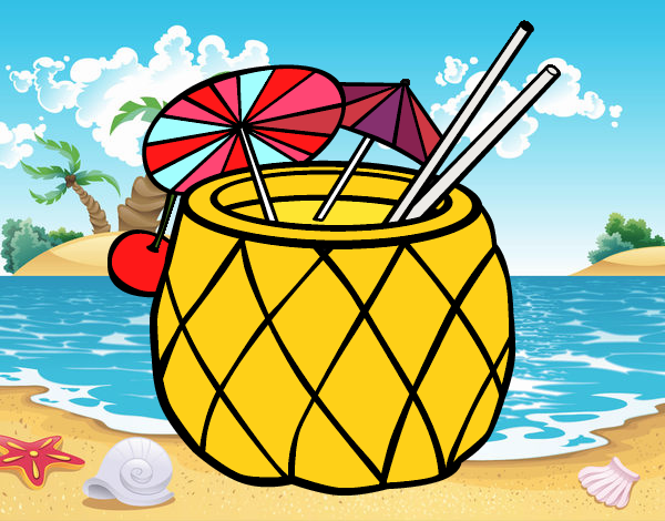 Coloring page Cocktail pineapple painted bylilnae33