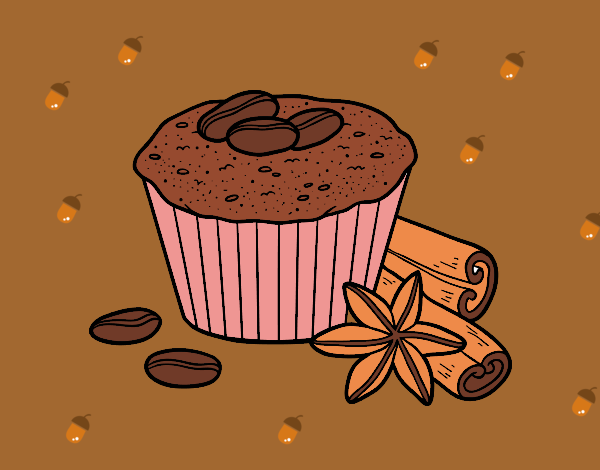 Coloring page Coffe cupcake painted bylilnae33