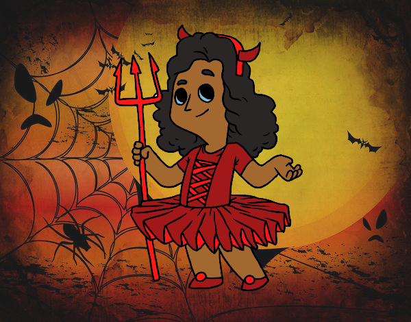 Coloring page Demon little girl costume painted bylilnae33
