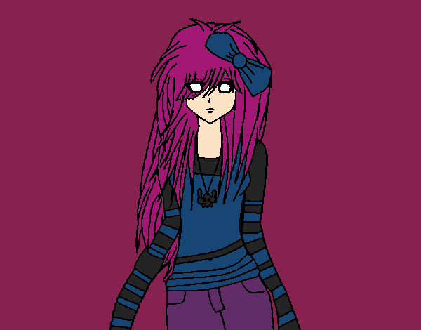 Coloring page Emo fashionable painted byCarapherne