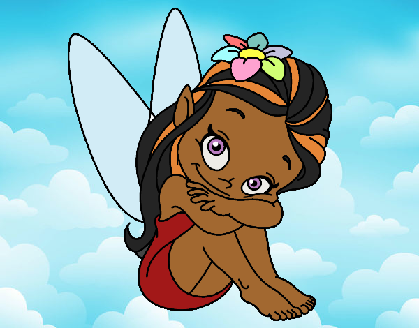 Coloring page Fairy sitting painted bylilnae33