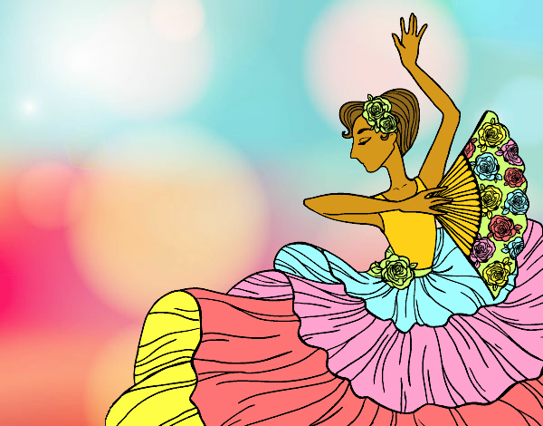 Coloring page Flamenco woman painted bylilnae33
