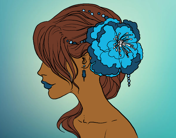 Coloring page Flower wedding hairstyle painted bylilnae33