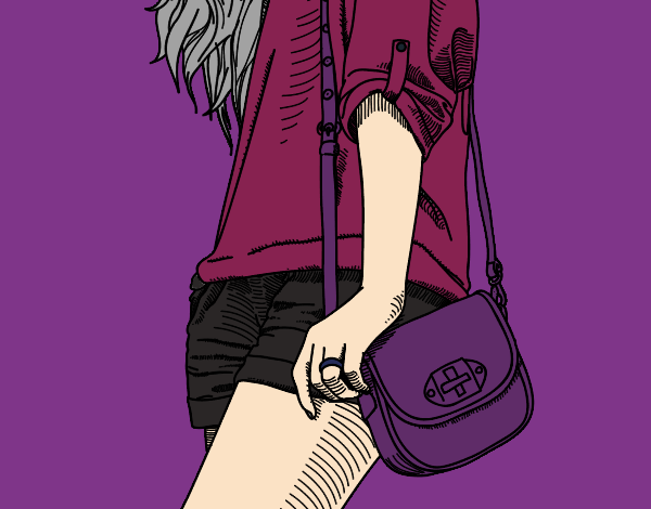 Coloring page Girl with handbag painted byCarapherne