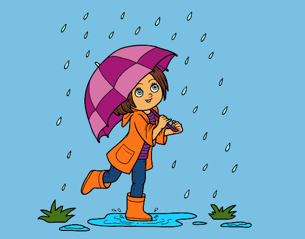 Coloring page Girl with umbrella in the rain painted bylilnae33