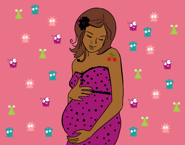 Coloring page Happy pregnant woman painted bylilnae33