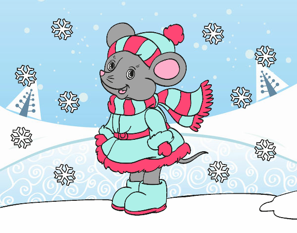 Coloring page Little rat Sheltered at Christmas painted bylilnae33