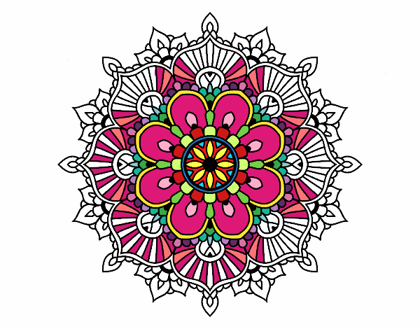 Coloring page Mandala floral flash painted bybianca