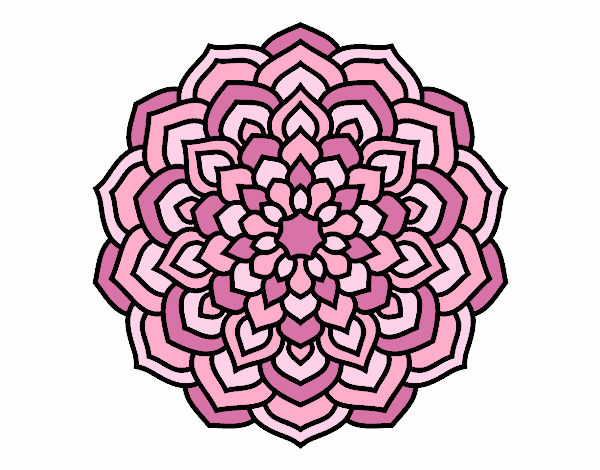 Coloring page Mandala flower petals painted bybianca
