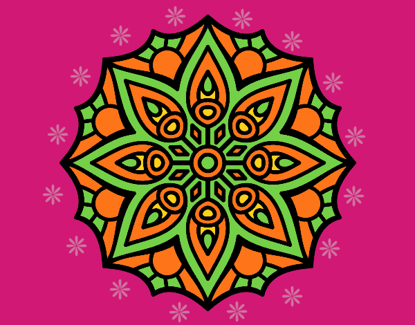 Coloring page Mandala simple symmetry  painted bypilgrimzky