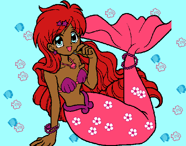 Coloring page Mermaid 1 painted bylilnae33