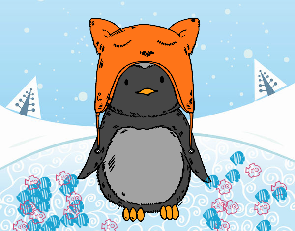 Coloring page Penguin with funny cap painted bylilnae33