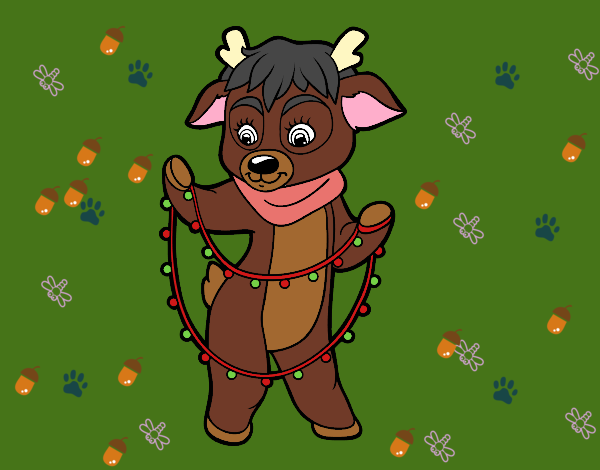 Coloring page Reindeer with Christmas lights painted bylilnae33