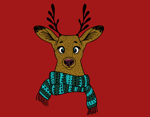 Coloring page Stag with scarf painted bylilnae33