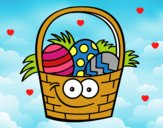 Coloring page Basket of Easter eggs painted byMarylou