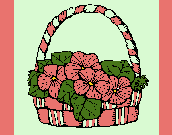 Coloring page Basket of flowers 6 painted byCherokeeGl