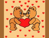 Coloring page Bears in love painted byAnia