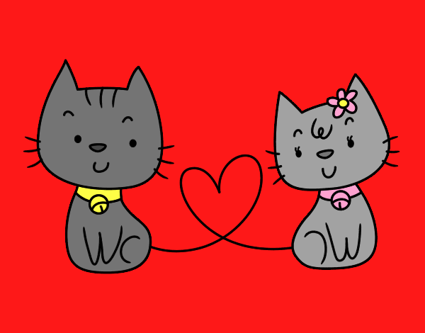 Coloring page Cats in love painted byAnia