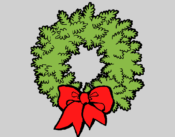 Coloring page Christmas wreath painted byAnia