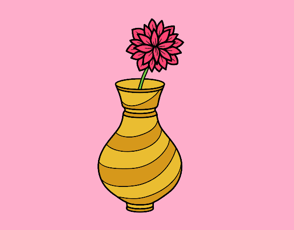 Coloring page Chrysanthemum in a vase painted byAnia