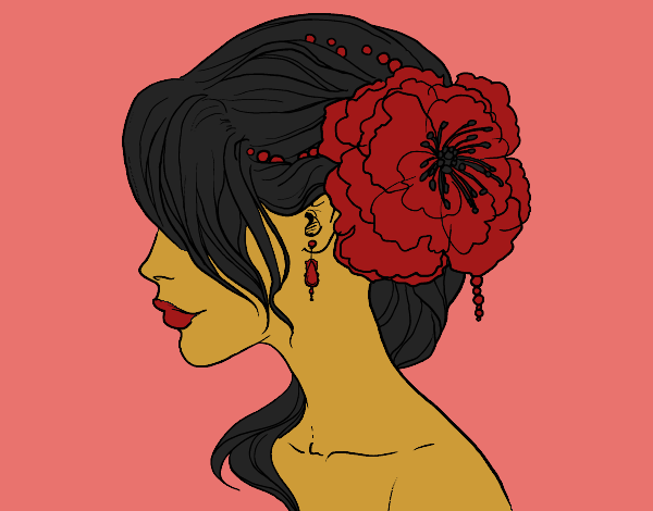 Coloring page Flower wedding hairstyle painted byCherokeeGl