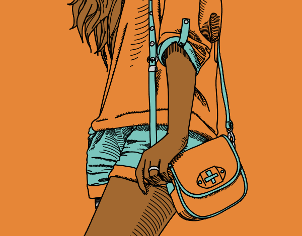 Coloring page Girl with handbag painted byCherokeeGl