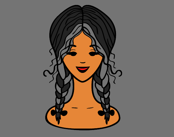 Coloring page hairstyle: two braids  painted byCherokeeGl