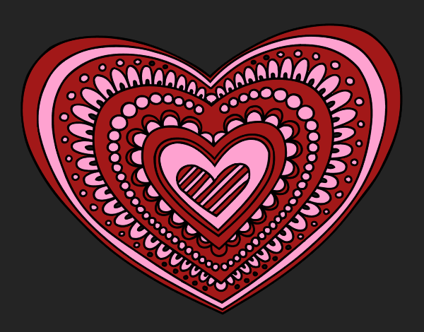 Coloring page Heart mandala painted byCherokeeGl