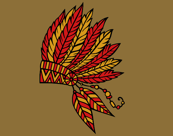 Coloring page Indian feather crown painted byCherokeeGl