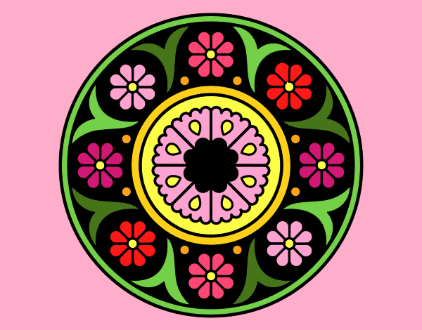 Coloring page Mandala flower painted byAnia