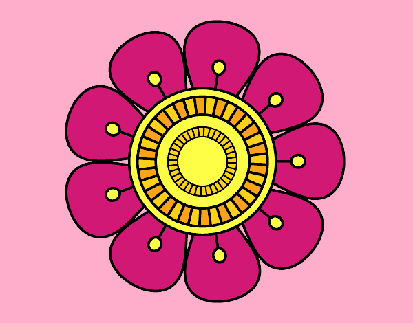 Coloring page Mandala in flower shape painted byAnia