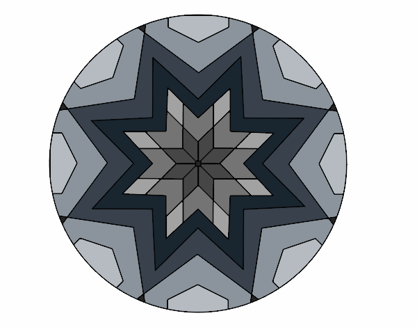 Coloring page Mandala star mosaic painted byrahma