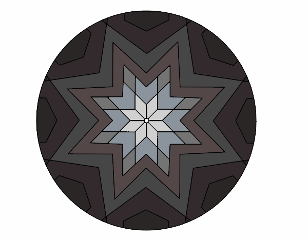 Coloring page Mandala star mosaic painted byrahma
