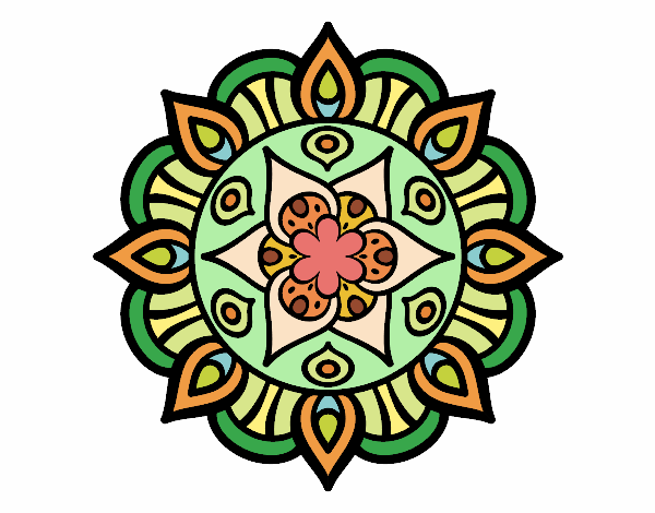 Coloring page Mandala vegetal life painted byrahma