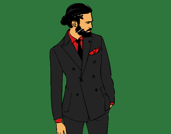 Coloring page Modern boy wearing suit painted byCherokeeGl