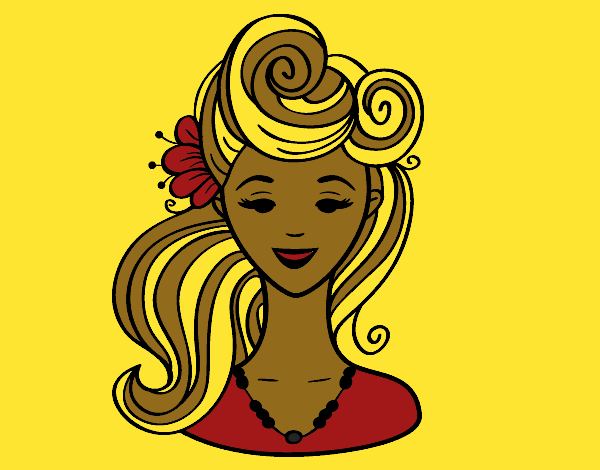 Coloring page Pin-up hairstyle  painted byCherokeeGl
