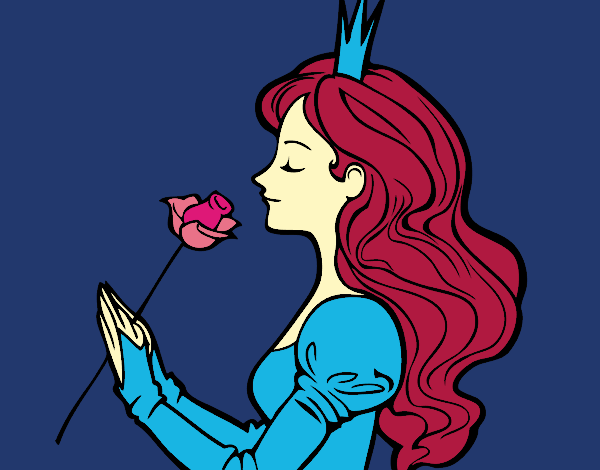 Coloring page Princess and rose painted bymimi28