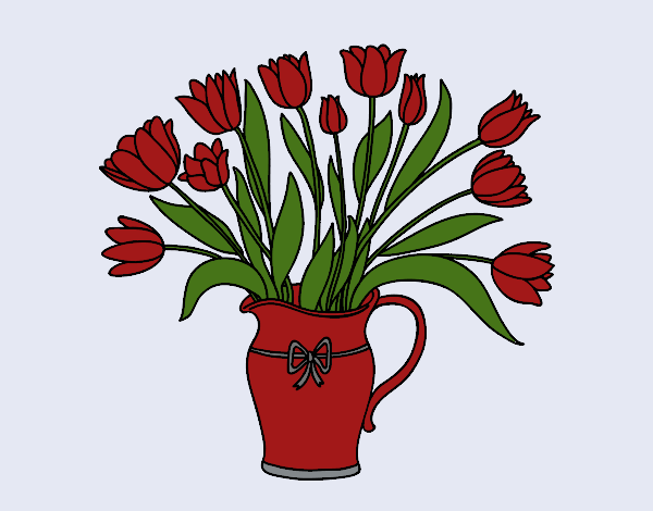 Coloring page Vase of tulips painted byCherokeeGl