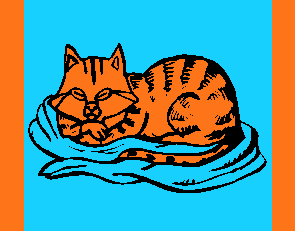 Coloring page Cat in bed painted byCherokeeGl