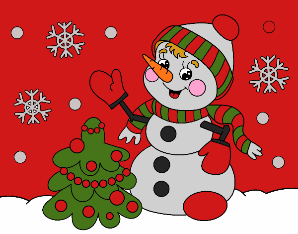 Coloring page Christmas card snowman painted byCherokeeGl