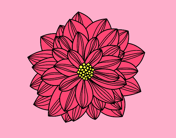 Coloring page Dahlia flower painted byAnia