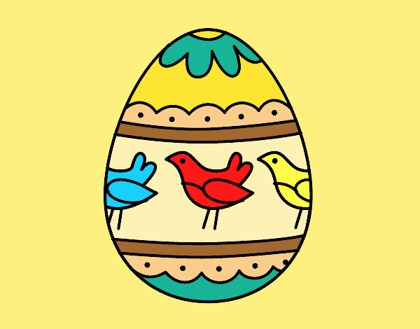 Coloring page Easter egg with birds painted byAnia