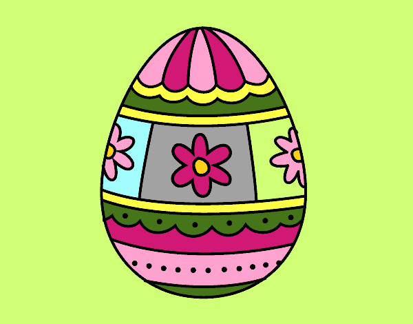 Coloring page Easter egg with decorations painted byAnia