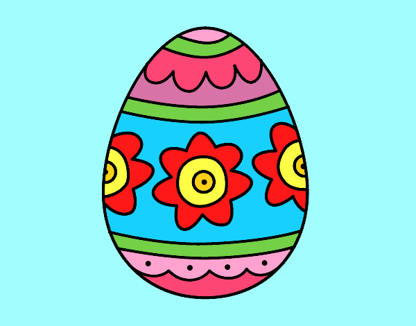 Coloring page Easter egg with flowers painted byAnia