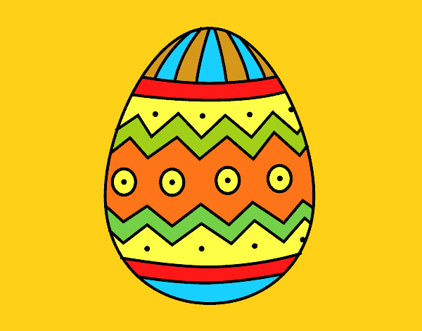 Coloring page Easter egg with prints painted byAnia