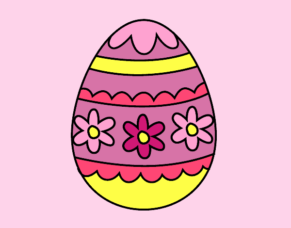 Coloring page Flowery easter egg painted byAnia