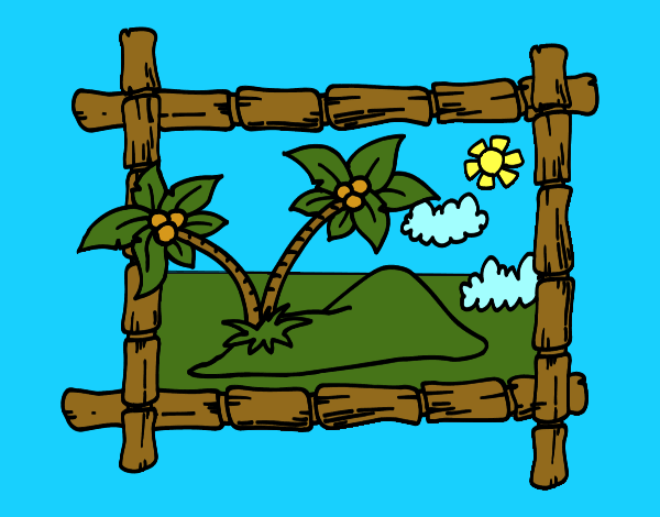 Coloring page Frame with palm trees painted byCherokeeGl