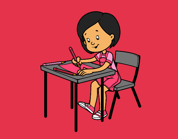Coloring page Girl at her desk painted byCherokeeGl