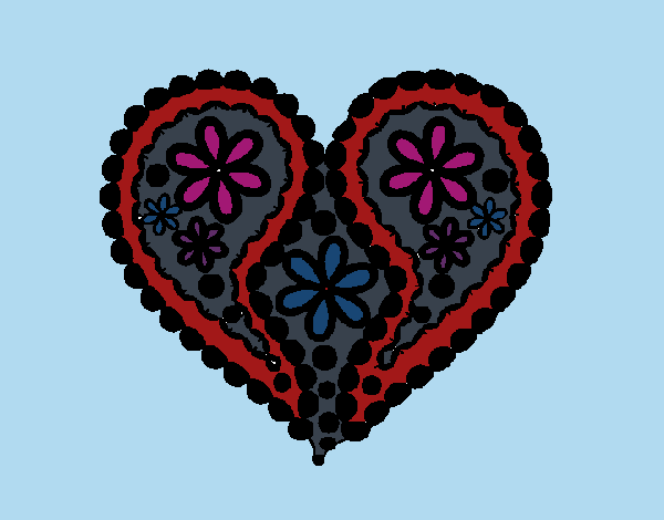 Coloring page Heart of flowers painted byMaddi