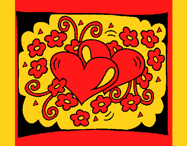 Coloring page Hearts and flowers painted byCherokeeGl